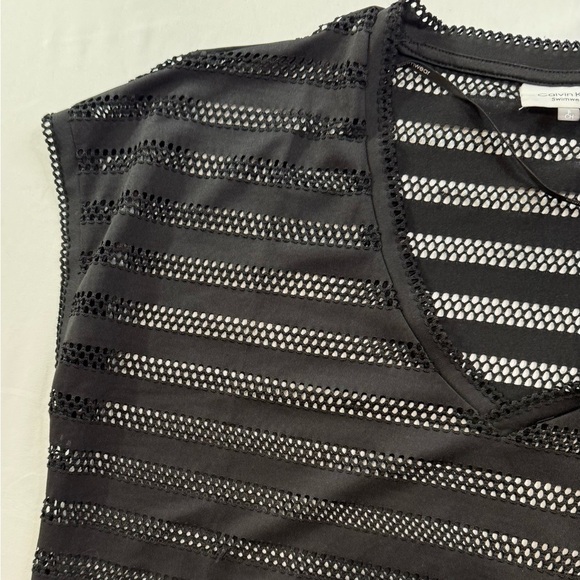 Calvin Klein Women Swimsuit Cover Up Open Knit Stripes Tunic Black Size Small - Picture 10 of 13